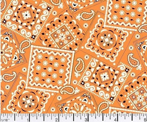 Blazin Bandana Orange Cotton Fabric BTY