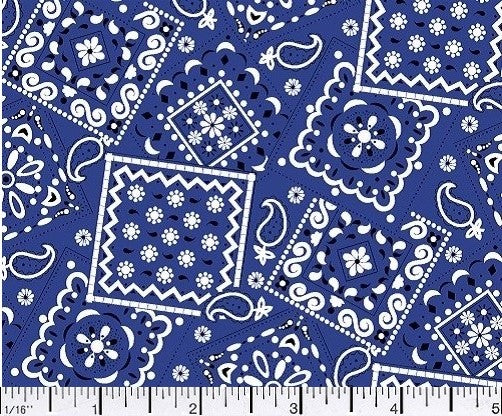 Blazin Bandana Navy Blue Cotton Fabric BTY
