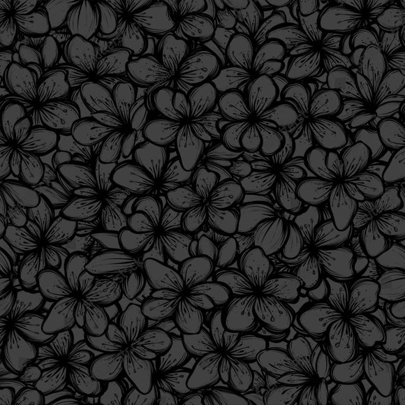 Cherry Bloom Floral Black Cotton Fabric BTY