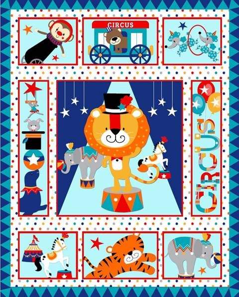 Circus Animals Pre-quilted Panel 05
