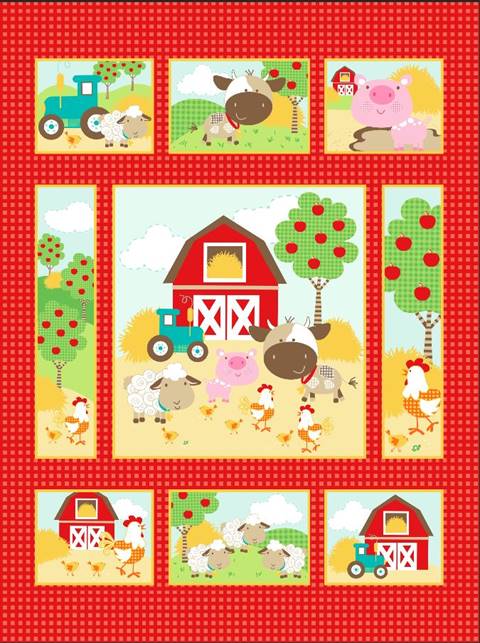 Farm Animals Pre-quilted Panel 07