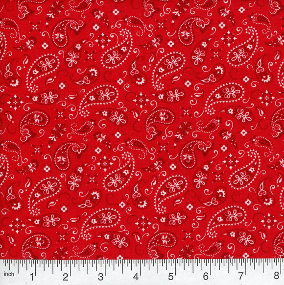 Paisley Bandana Poppy Red Cotton Fabric BTY
