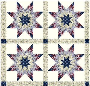 Calico Star Navy 90" x 35" Cheater Quilt Top Print 637