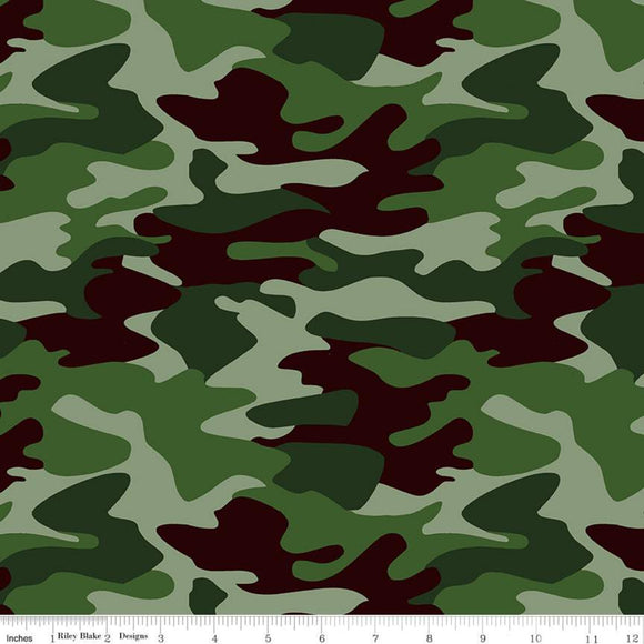Nobody Fights Alone Camouflage Green Cotton Fabric BTY