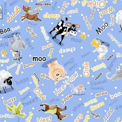 Susybee Barnyard Blues Blue Toss Fabric BTY