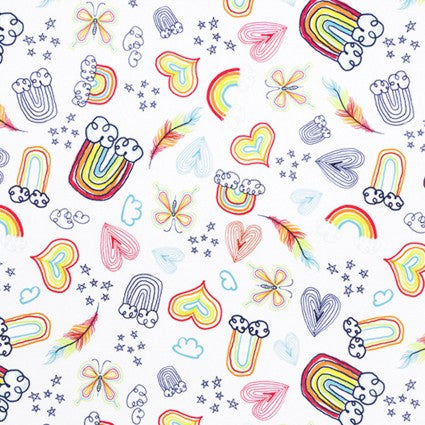 Doodle Cloud Minky Cuddle Fabric BTY 60