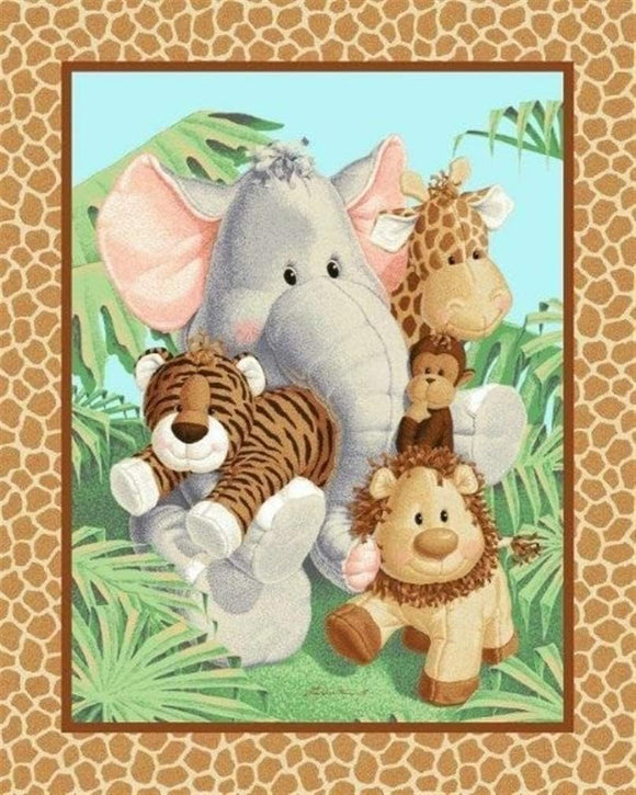 Jungle Babies Quilt Top Panel 3494-B