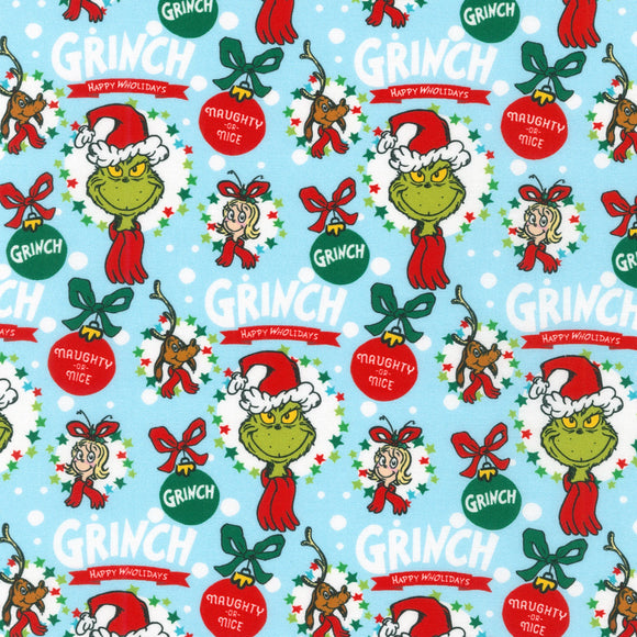 Naughty or Nice Ornaments Grinch Fabric