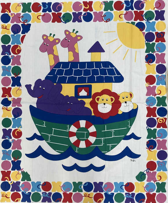 Noah's Ark X's & O's Baby Quilt Panel 14