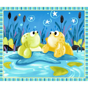 Paul's Pond Susybee Baby Quilt Panel - Frogs Toads Lilypads