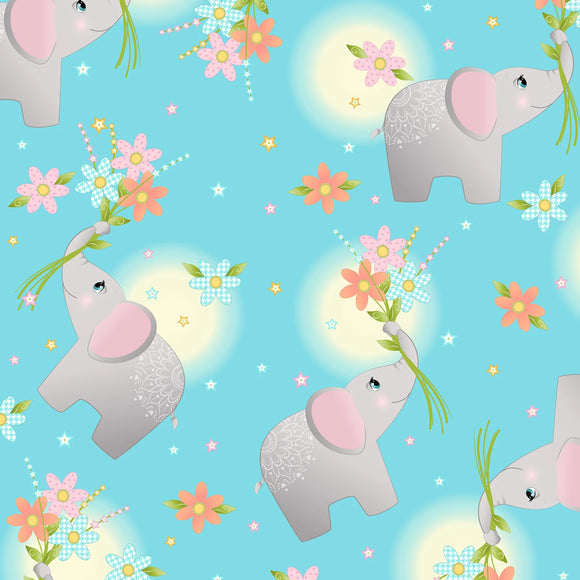 Wee Ones Elephant Fabric BTY