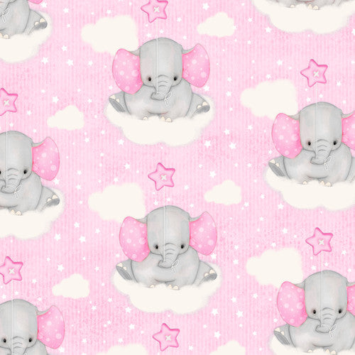 Comfy Flannel Pink Elephant Fabric N0956-22 BTY