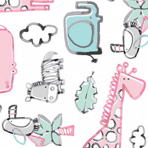 Safari Dreams Pink Minky Cuddle Fabric BTY 60" Wide