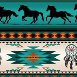 Tucson 497 Turquoise Dreamcatcher Horse Stripe Fabric