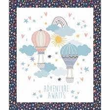 Up in the Clouds Balloon Quilt Top Panel 22115