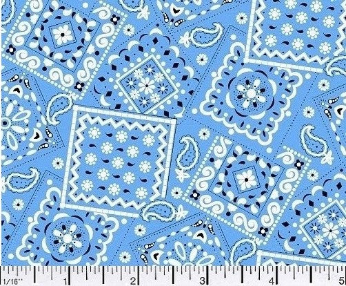 Blazin Bandana Turquoise Blue Cotton Fabric BTY