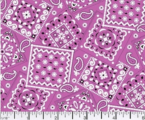 Blazin Bandana Flamingo Pink Cotton Fabric BTY