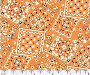 Blazin Bandana Orange Cotton Fabric BTY