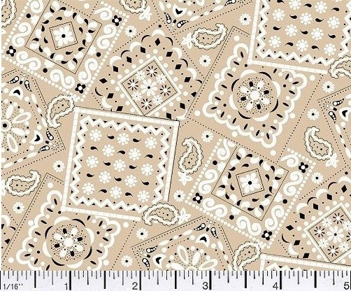 Blazin Bandana Khaki Cotton Fabric BTY