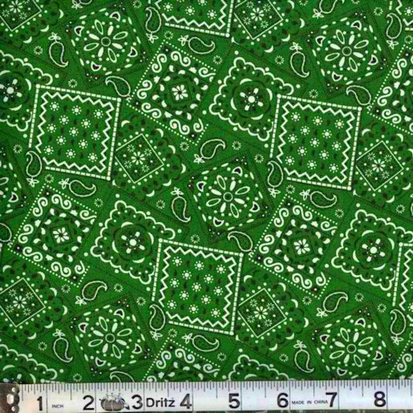 Blazin Bandana Kelly Green Cotton Fabric BTY