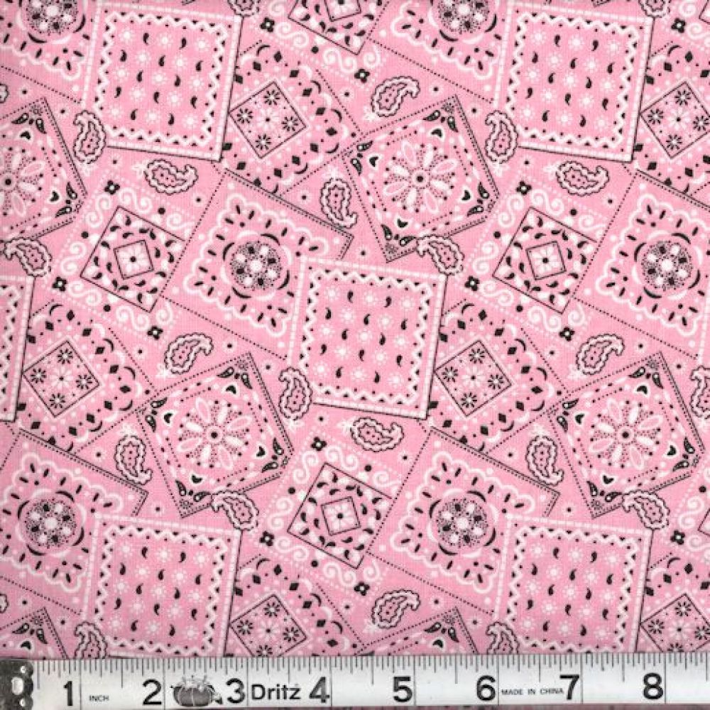 Blazin Bandana Light Pink Cotton Fabric BTY Quilting Fabric Supplier