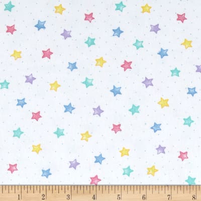 Comfy Flannel White w/ Pastel Stars 3128X-124 BTY