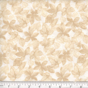Harvest Leaves Tonal White Cotton Fabric BTY