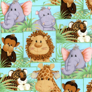 Jungle Babies Patch Animals Fabric 1619-B BTY