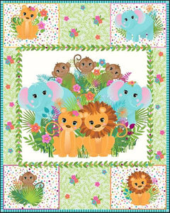 Safari Animals Quilt Top Panel 13