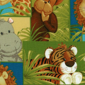 Jungle Babies Block Animals Fabric 687-E BTY