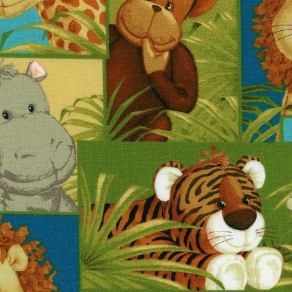 Jungle Babies Block Animals Fabric 687-E BTY