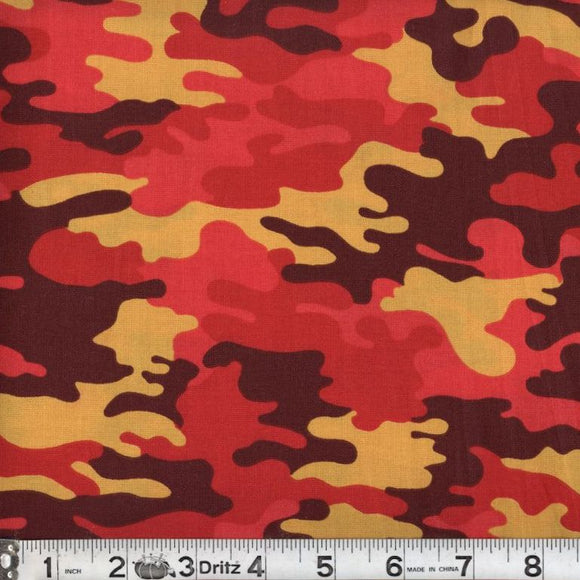 Kickin Camo Blaze Cotton Fabric BTY