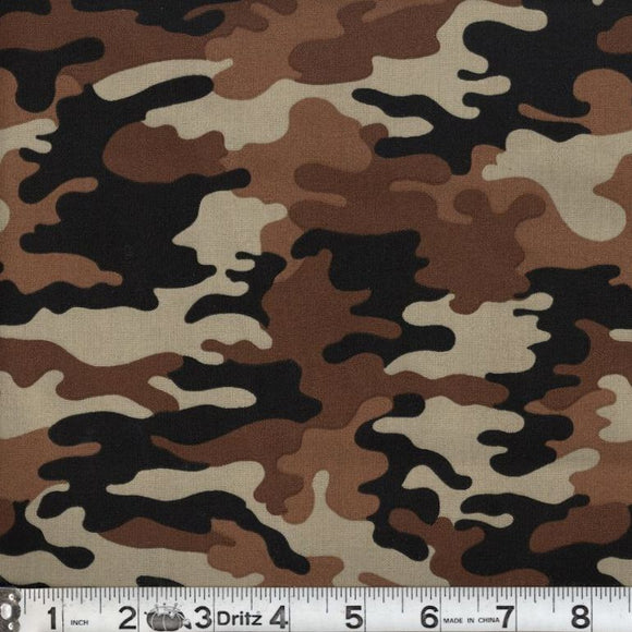 Kickin Camo Desert Cotton Fabric BTY