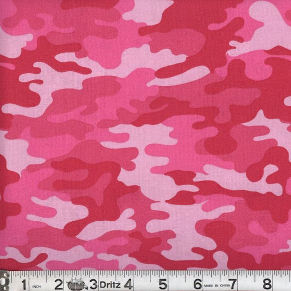 Kickin Camo Hot Pink Cotton Fabric BTY