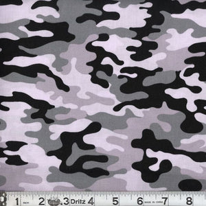 Kickin Camo Snow Cotton Fabric BTY