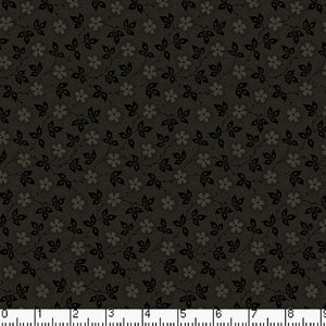 Nifty Floral Tonal Black Cotton Fabric BTY