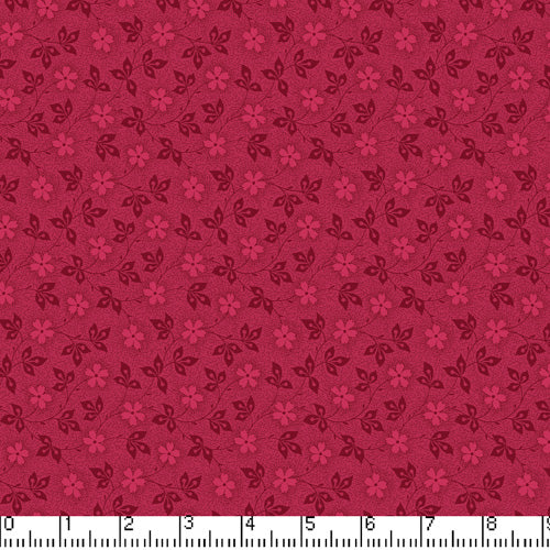 Nifty Floral Tonal Burgundy Cotton Fabric BTY
