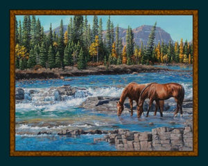 On the Rocks Digital Horses Panel