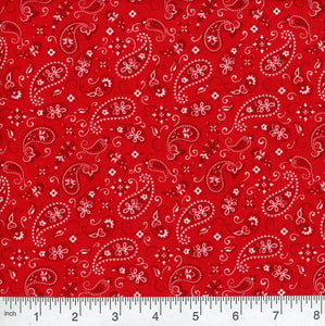 Paisley Bandana Poppy Red Cotton Fabric BTY