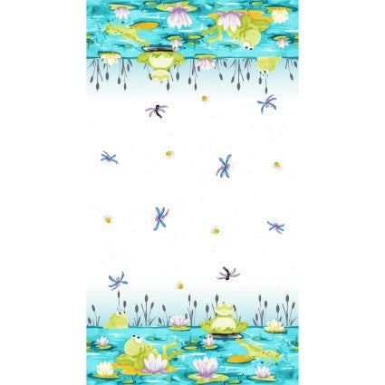 Paul's Pond Susybee Border Print - Frogs Toads Lilypads