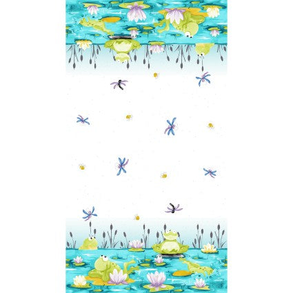 Paul's Pond Susybee Border Print - Frogs Toads Lilypads