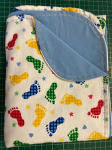 Handmade Receiving Blanket - Primary Feet 35" x 44"