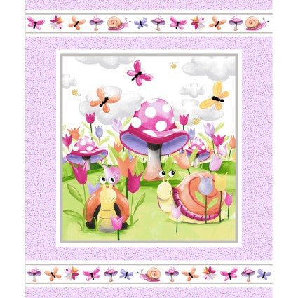 Sloane The Snail Susybee Orchid Baby Quilt Panel