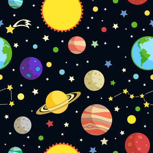 Space Allover Planets Fabric 45"