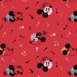Red Mickey and Minnie Vintage Mouse Music Fabric 20160