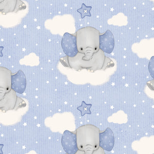 Comfy Flannel Blue Elephant Fabric 0956-11 BTY