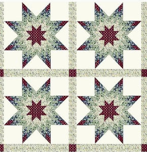 Calico Star Burgundy 90" x 35" Cheater Quilt Top Print 662