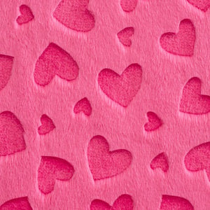 Minky Cuddle Embossed Heart Fuchsia Fabric BTY