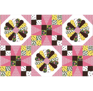 Dresden Patch Pink 90" Cheater Quilt Top Print 1044 BTY