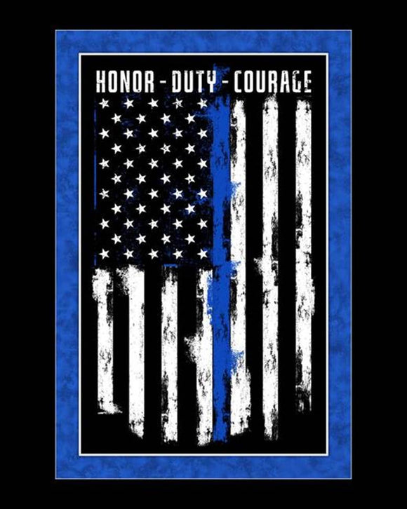 Honor Duty Courage Blue Flag Panel